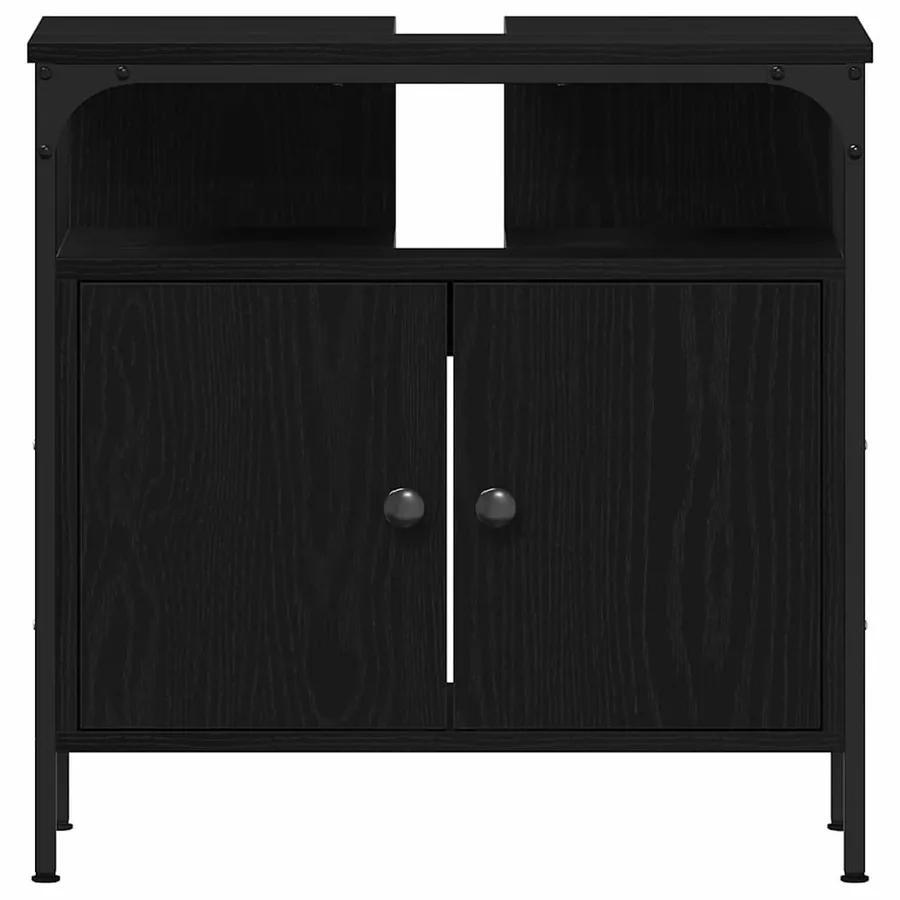 Meubles de salle de bain 3 pcs Noir Bois d'ingénierie - 9