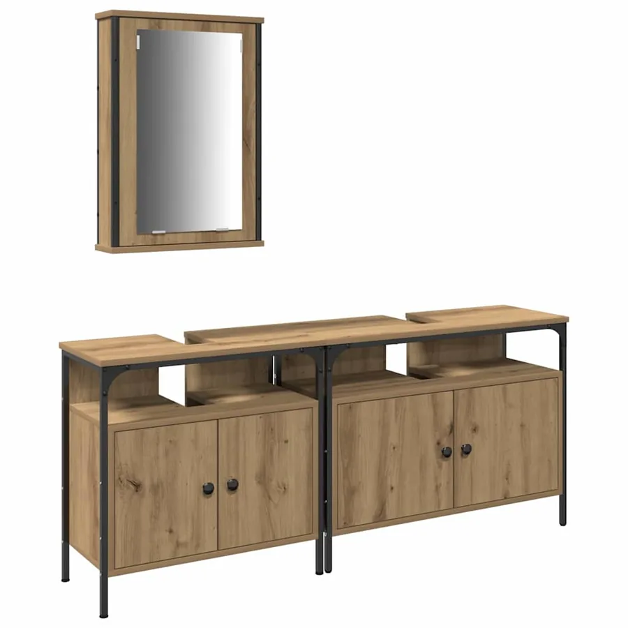 Meubles de salle de bain 3 pc Marron 80 x 30 x 60 cm - 2
