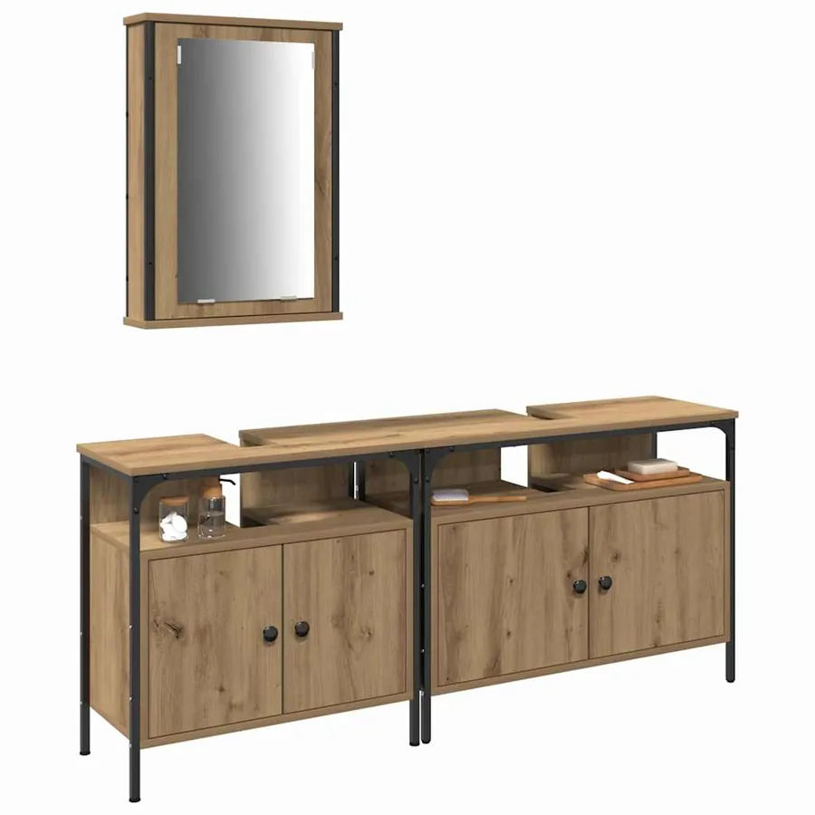 Meubles de salle de bain 3 pc Marron 80 x 30 x 60 cm - 3