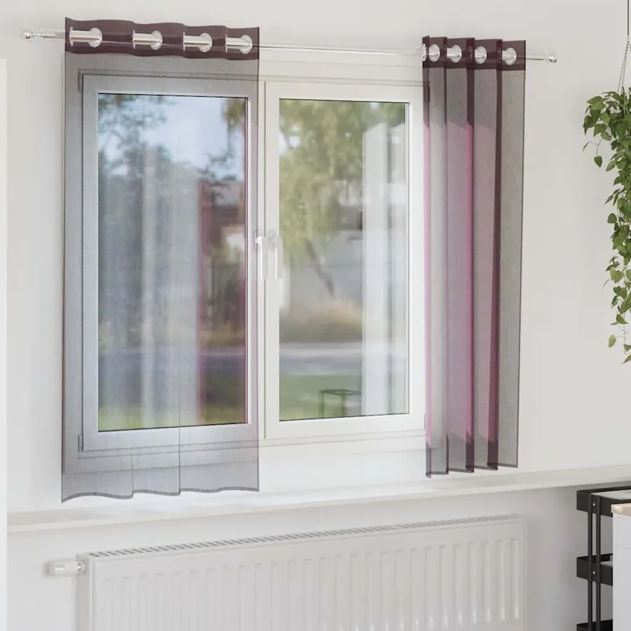 Rideaux en voile avec œillets 2 pcs violet 140x140 cm