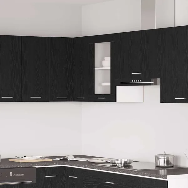 Vitrine suspendue en chêne noir 40x31x60 cm bois d'ingénierie