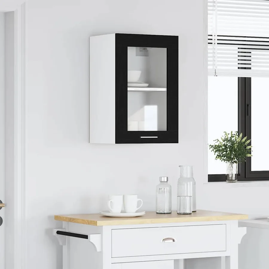 Vitrine suspendue en chêne noir 40x31x60 cm bois d'ingénierie - 3