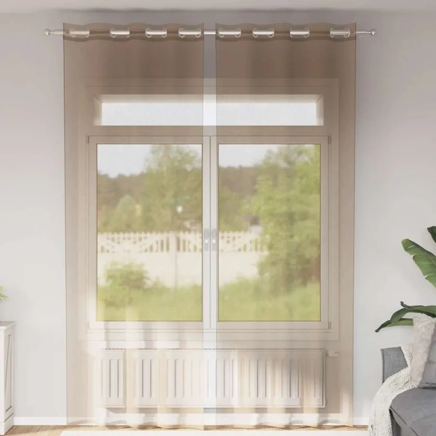 Rideaux en voile avec œillets 2 pcs marron clair