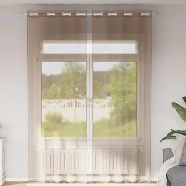Rideaux en voile avec œillets 2 pcs marron clair