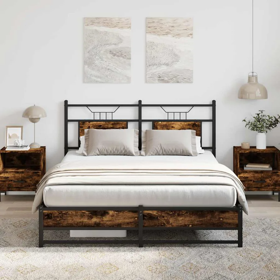 Cadre de lit sans matelas chêne fumé 150x200 cm bois ingénierie - 4