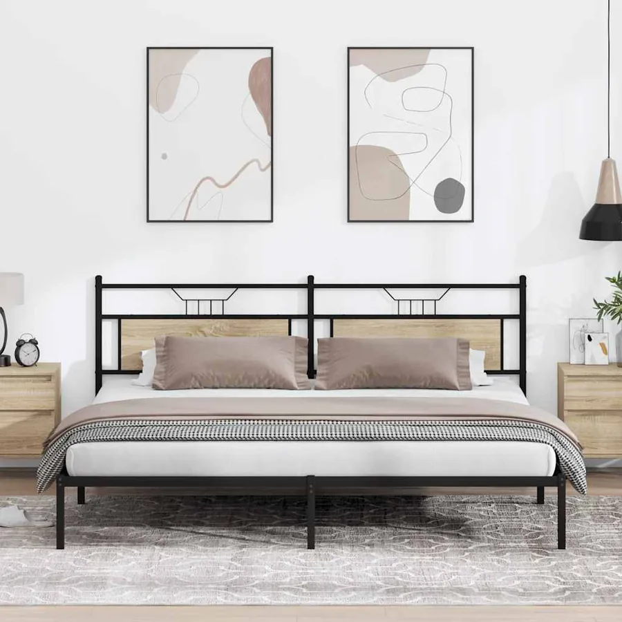 Cadre de lit sans matelas chêne sonoma 193x201 cm