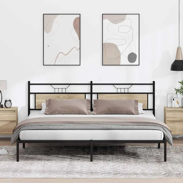 Cadre de lit sans matelas chêne sonoma 193x201 cm