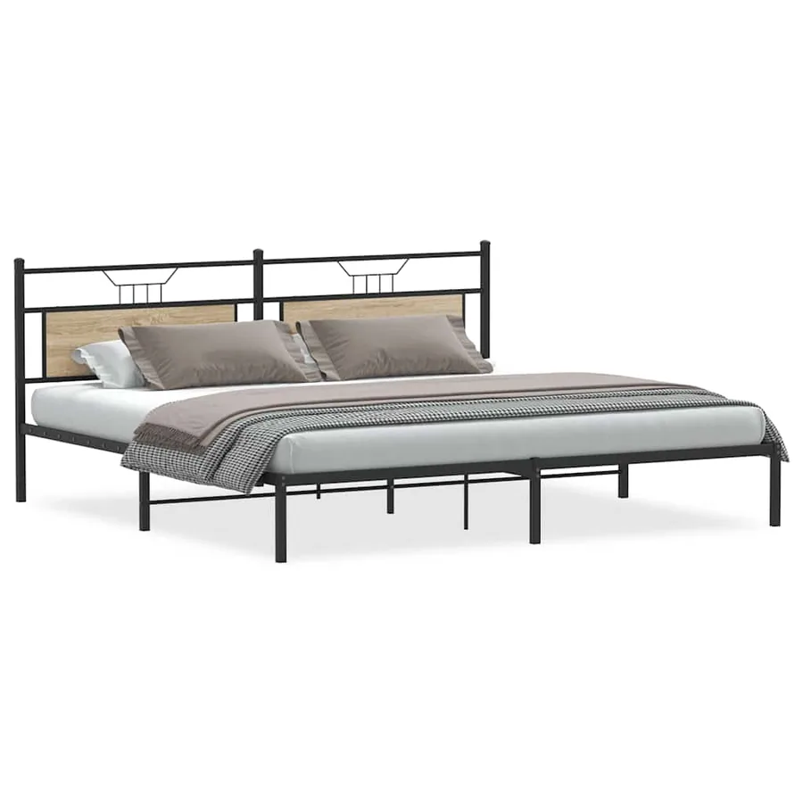 Cadre de lit sans matelas chêne sonoma 193x201 cm - 2