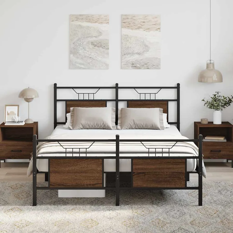 Cadre de lit sans matelas chêne marron 140x200 cm - 4