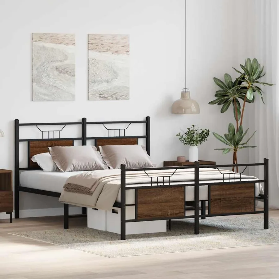 Cadre de lit sans matelas chêne marron 140x200 cm - 5