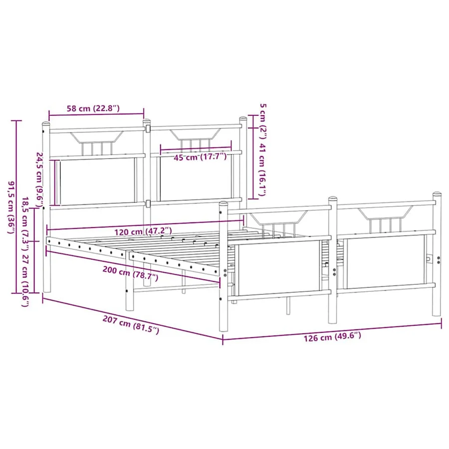 Cadre de lit sans matelas chêne marron 120x200 cm - 11
