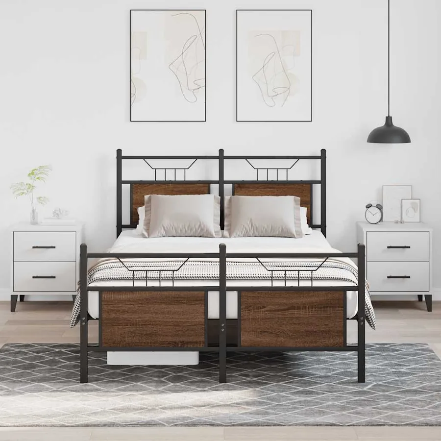 Cadre de lit sans matelas chêne marron 120x200 cm - 4