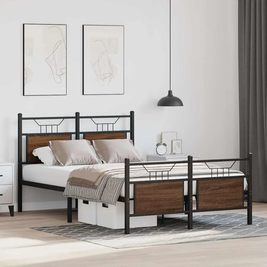 Cadre de lit sans matelas chêne marron 120x200 cm - 5