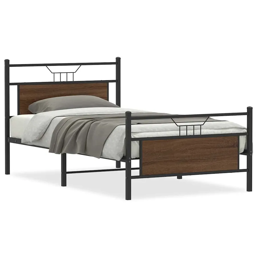 Cadre de lit sans matelas chêne marron 107x203 cm - 2
