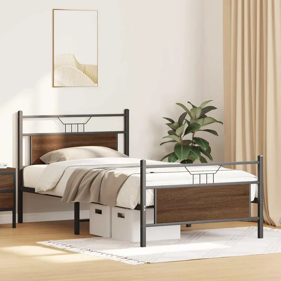 Cadre de lit sans matelas chêne marron 107x203 cm - 5