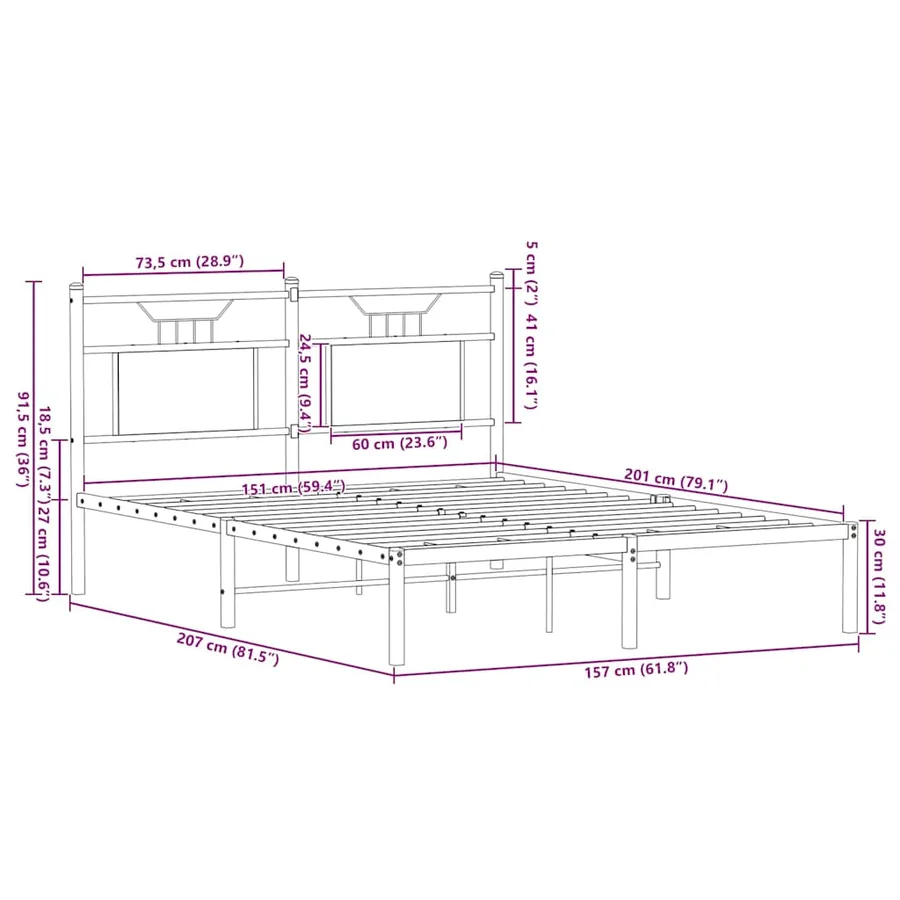 Cadre de lit sans matelas chêne marron 150x200 cm - 11