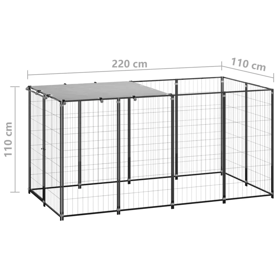 Chenil Noir 2,42 m² Acier - 6