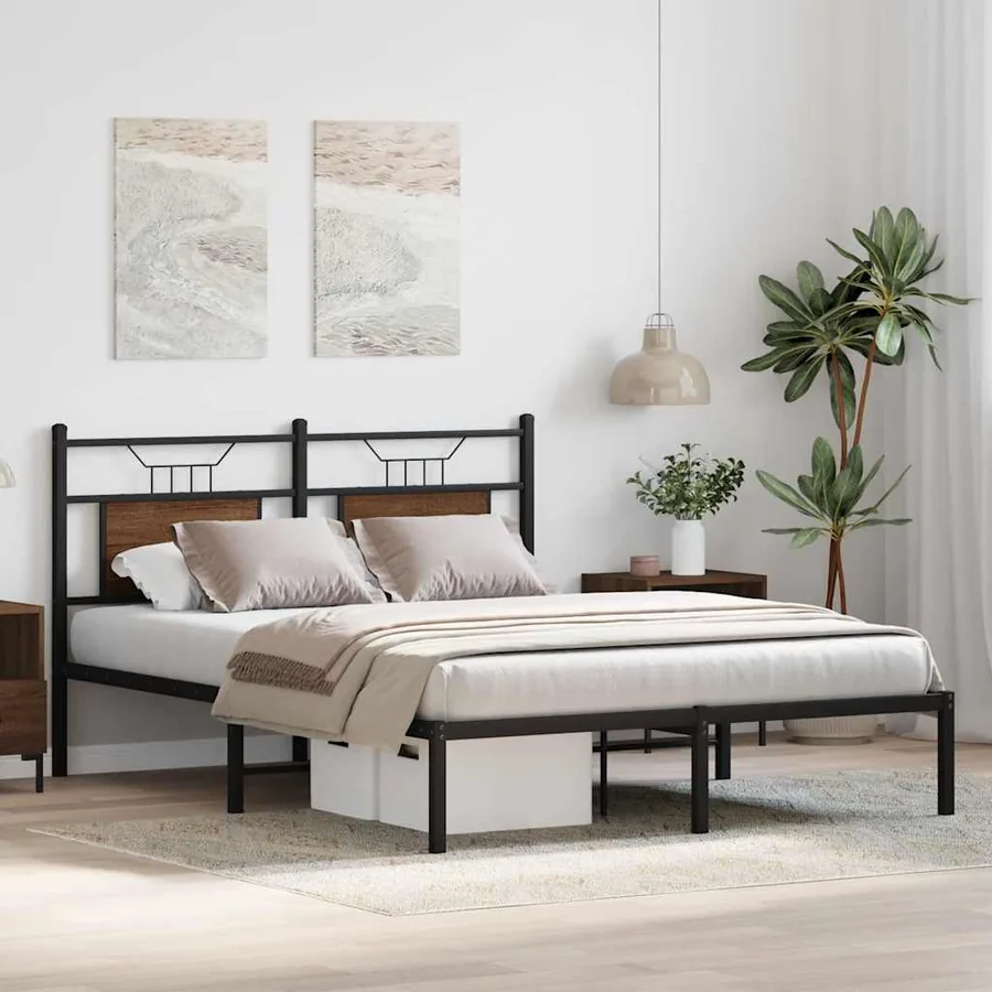 Cadre de lit sans matelas chêne marron 140x190 cm - 5