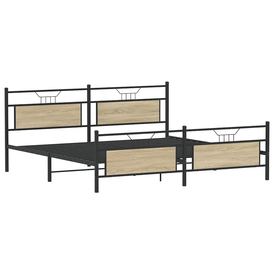 Cadre de lit en métal sans matelas chêne sonoma 200x200 cm - 5