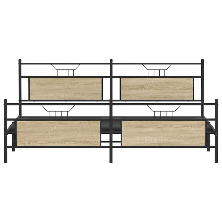 Cadre de lit en métal sans matelas chêne sonoma 200x200 cm - 6