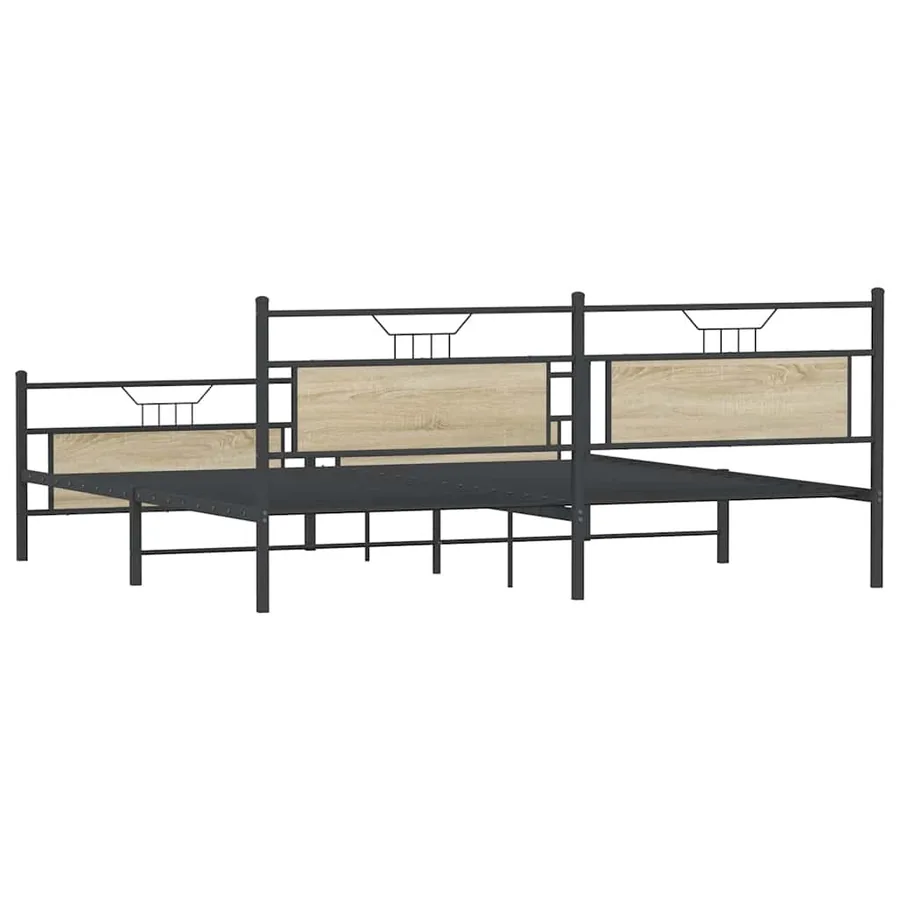 Cadre de lit en métal sans matelas chêne sonoma 200x200 cm - 8