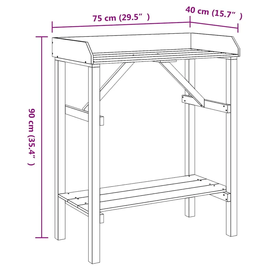 Table de rempotage Naturel 75 x 40 x 90 cm Bois de pin massif - 10