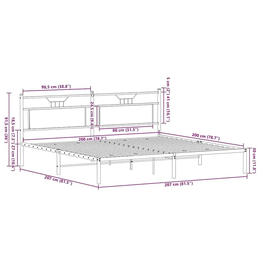 Cadre de lit sans matelas chêne marron 200x200 cm - 11