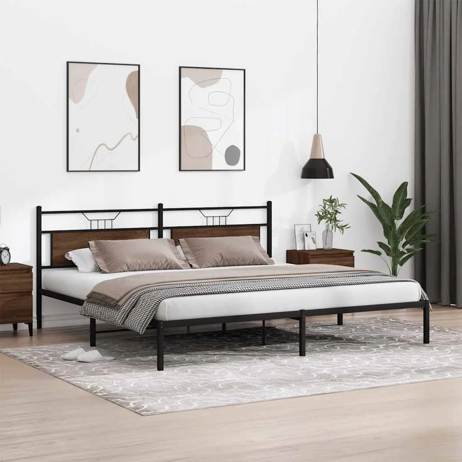 Cadre de lit sans matelas chêne marron 200x200 cm - 5