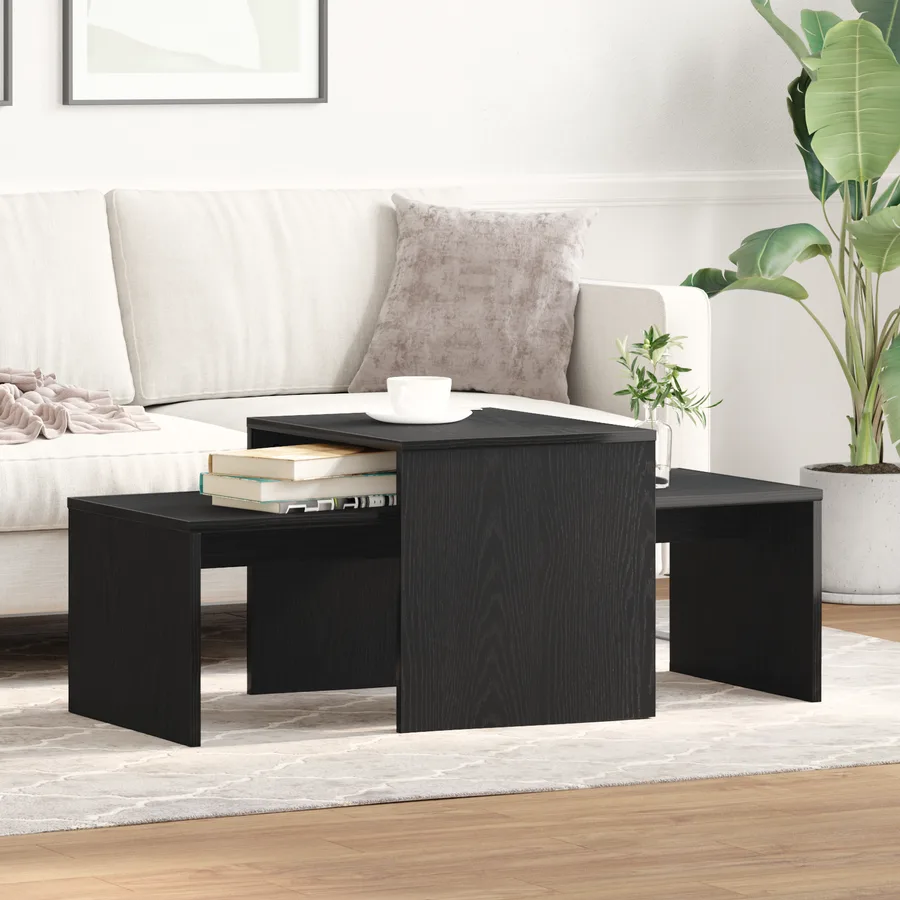 Tables gigognes Chêne noir 100 x 48 x 40 cm Bois d'ingénierie - 4