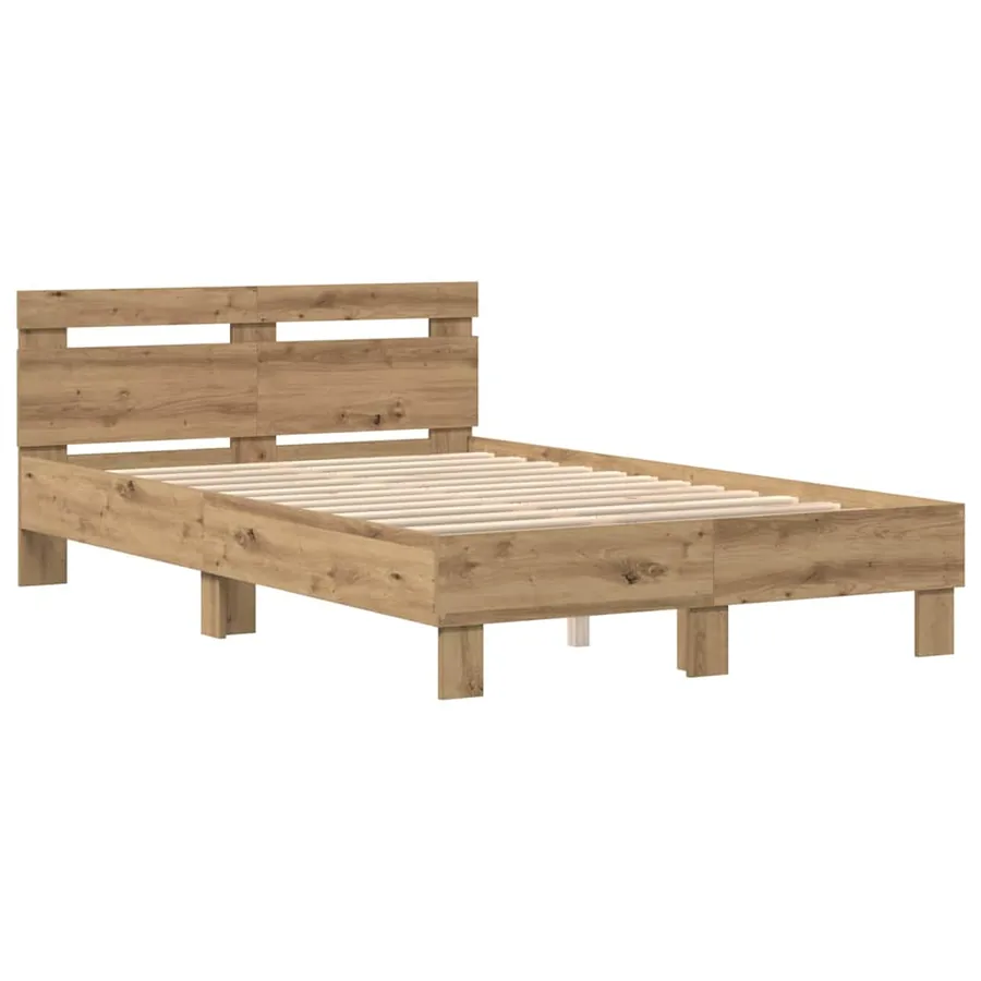Cadre de lit Chêne artisanal 135 x 190 cm Bois d'ingénierie - 5