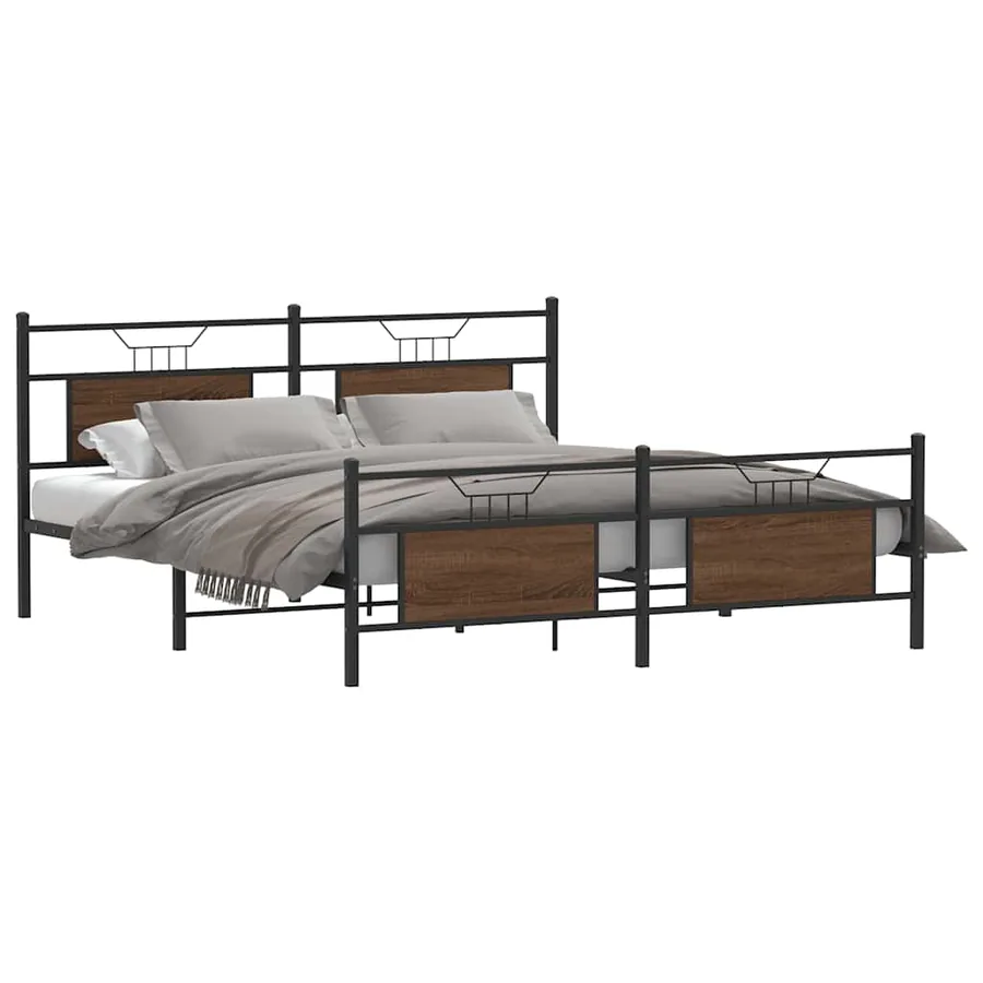 Cadre de lit en métal sans matelas chêne marron 180x200 cm - 3