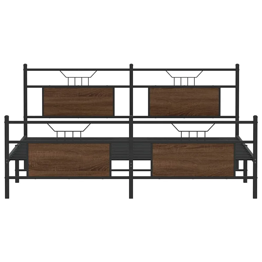 Cadre de lit en métal sans matelas chêne marron 180x200 cm - 6