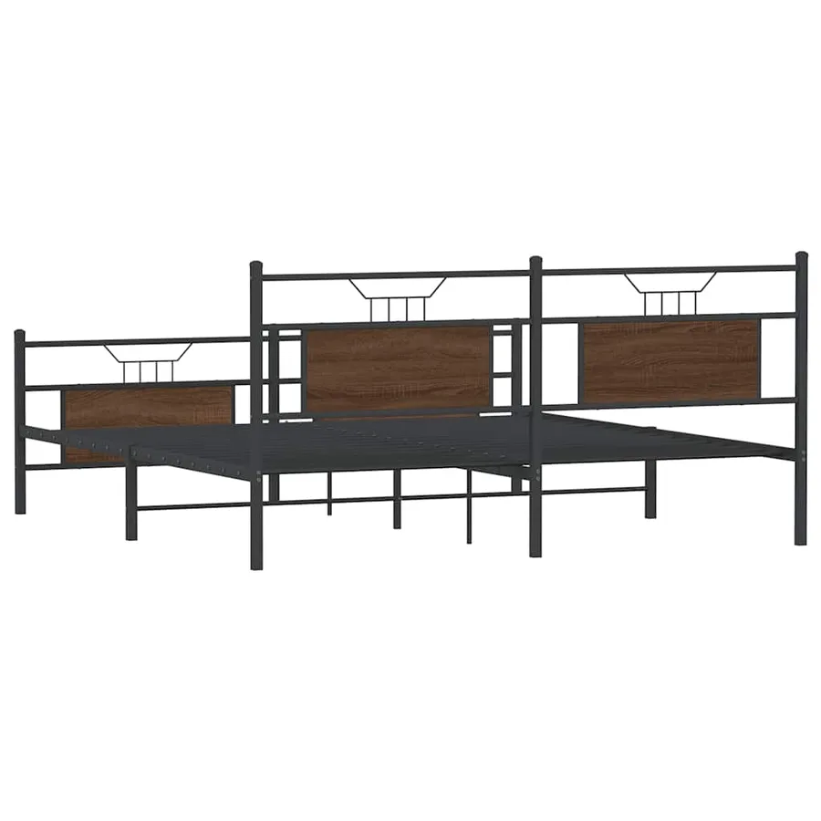 Cadre de lit en métal sans matelas chêne marron 180x200 cm - 8