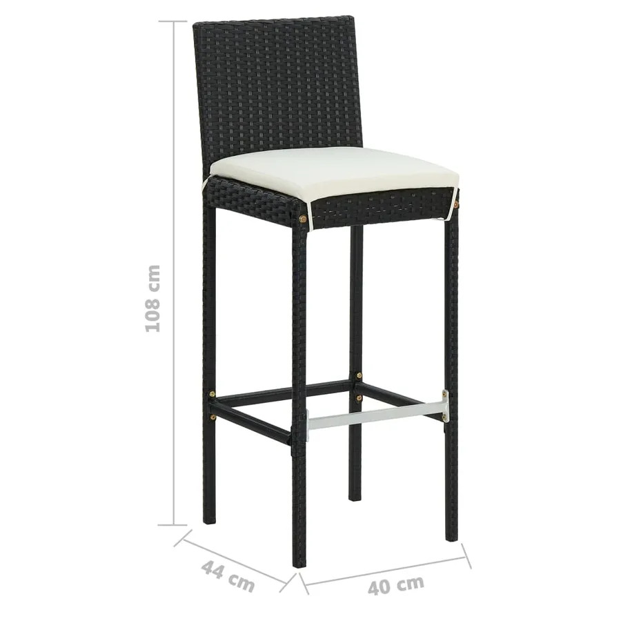 Ensemble de bar de jardin avec coussins 7 pcs Noir - 12