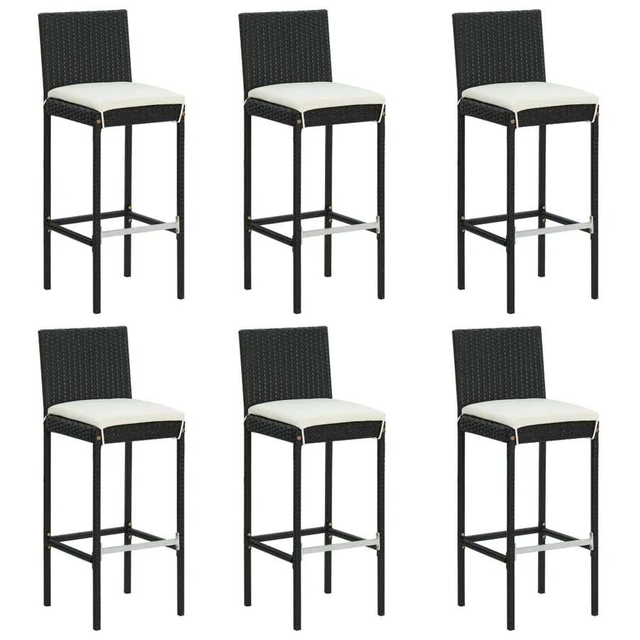 Ensemble de bar de jardin avec coussins 7 pcs Noir - 8