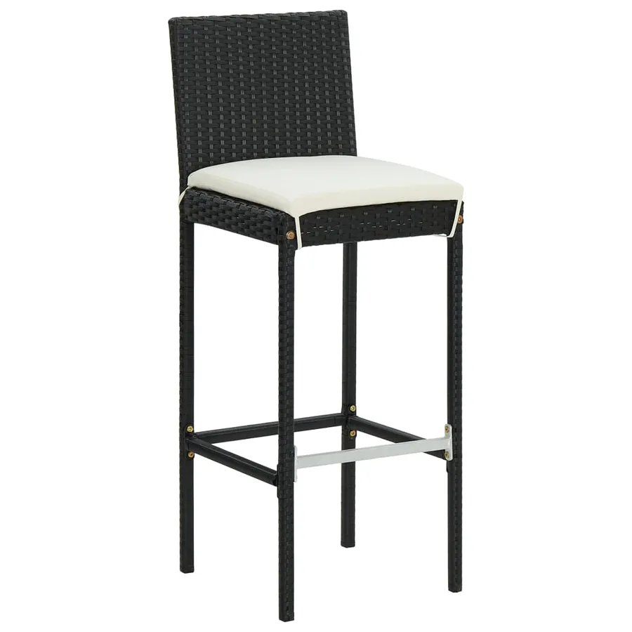 Ensemble de bar de jardin avec coussins 7 pcs Noir - 9