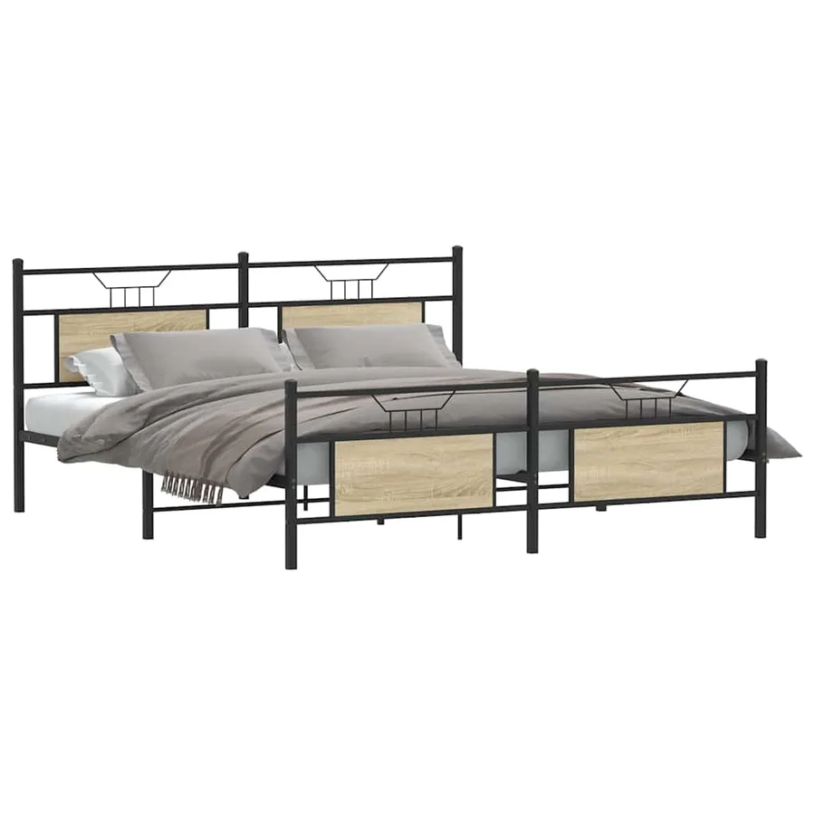 Cadre de lit en métal sans matelas chêne sonoma 183x213 cm - 3
