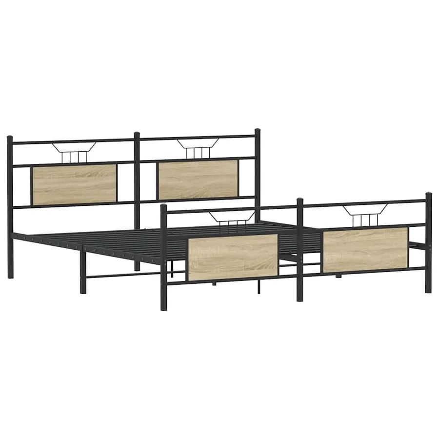 Cadre de lit en métal sans matelas chêne sonoma 183x213 cm - 5