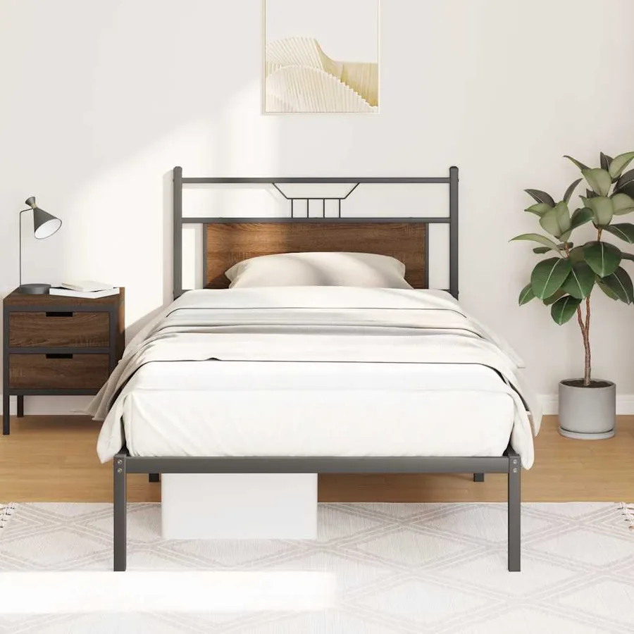 Cadre de lit sans matelas chêne marron 100x200 cm - 4