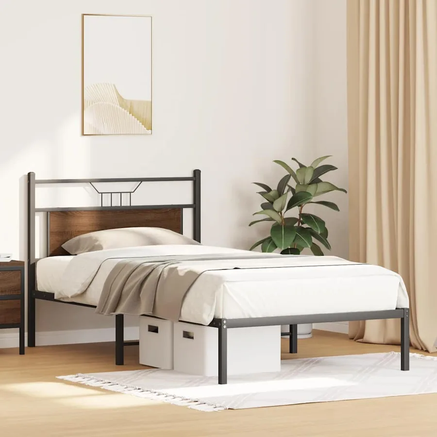 Cadre de lit sans matelas chêne marron 100x200 cm - 5