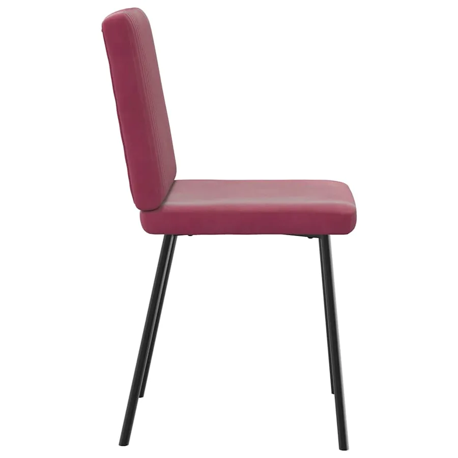 Chaises à manger lot de 4 Rouge bordeaux Velours - 5