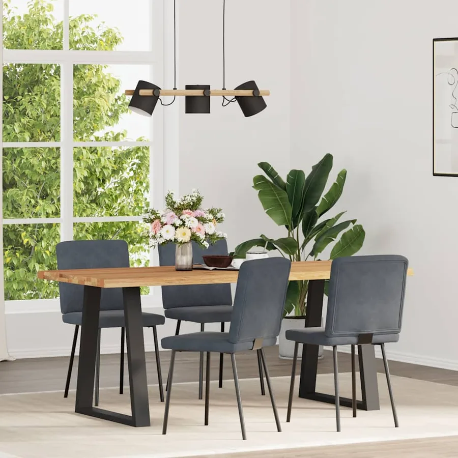 Chaises à manger lot de 4 Gris foncé Velours - 2