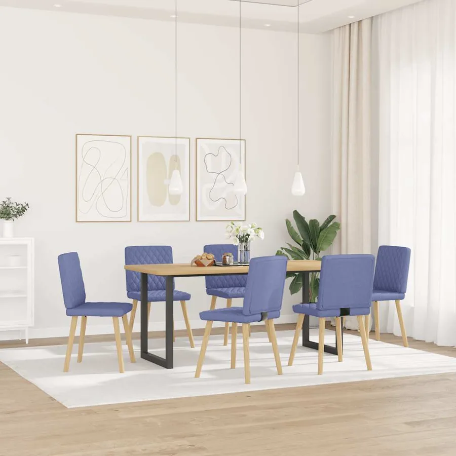Chaises à manger lot de 6 bleu jean tissu - 2