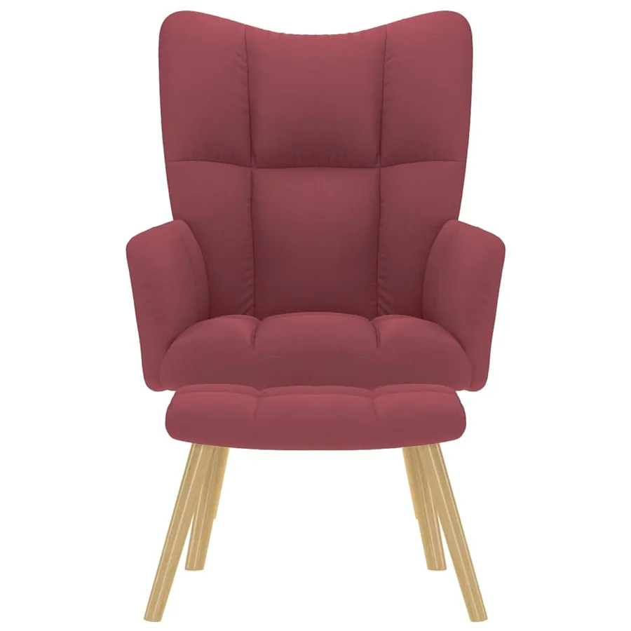 Chaise de relaxation avec repose-pied Rouge bordeaux Tissu - 3