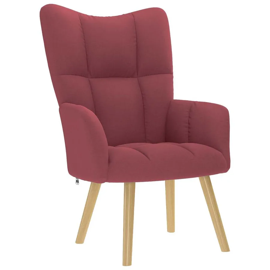 Chaise de relaxation avec repose-pied Rouge bordeaux Tissu - 4