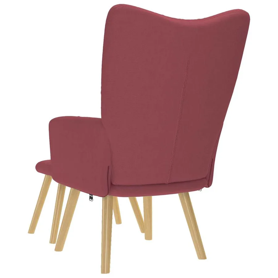 Chaise de relaxation avec repose-pied Rouge bordeaux Tissu - 7