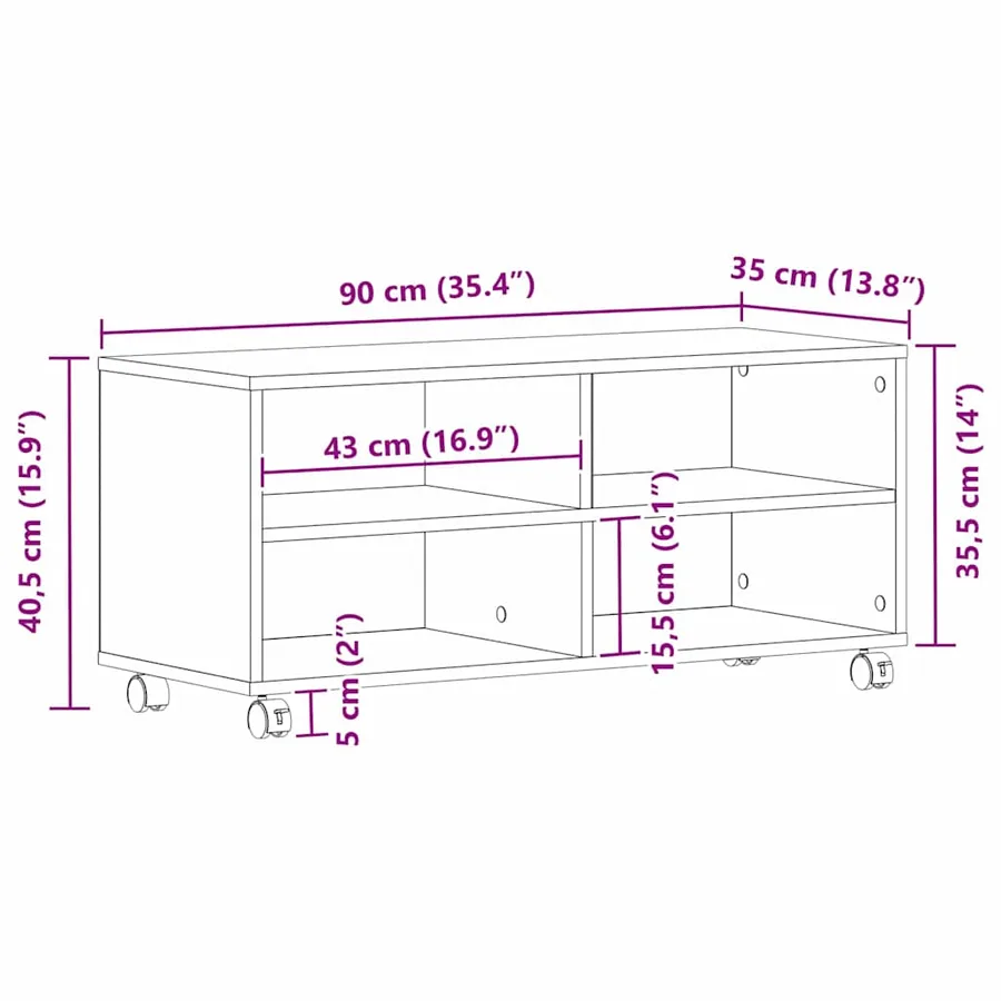 Meuble TV 90 x 35 x 40,5 cm Marron Bois d'ingénierie - 8