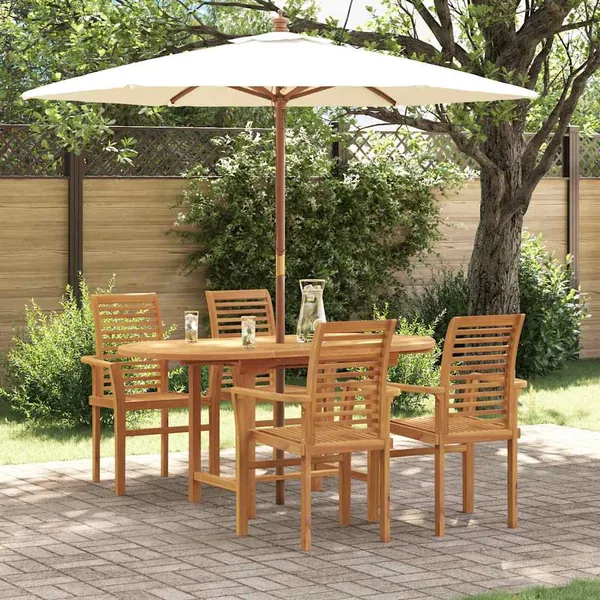 Ensemble de salle à manger pour jardin 5 pcs Marron