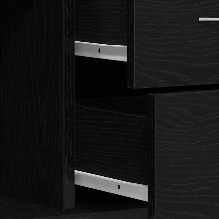 Buffet en chêne noir 88x30x64 cm bois d'ingénierie - 10