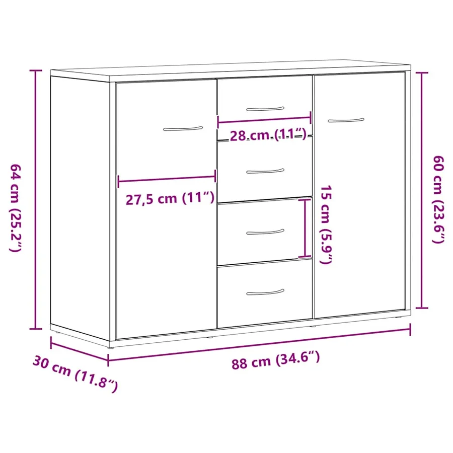 Buffet en chêne noir 88x30x64 cm bois d'ingénierie - 13